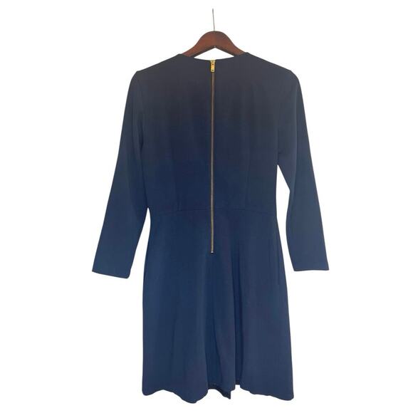 & Other Stories Box Pleat Navy Sheath Dress Exposed Zipper Size 6 Long Sleeve - Picture 6 of 7